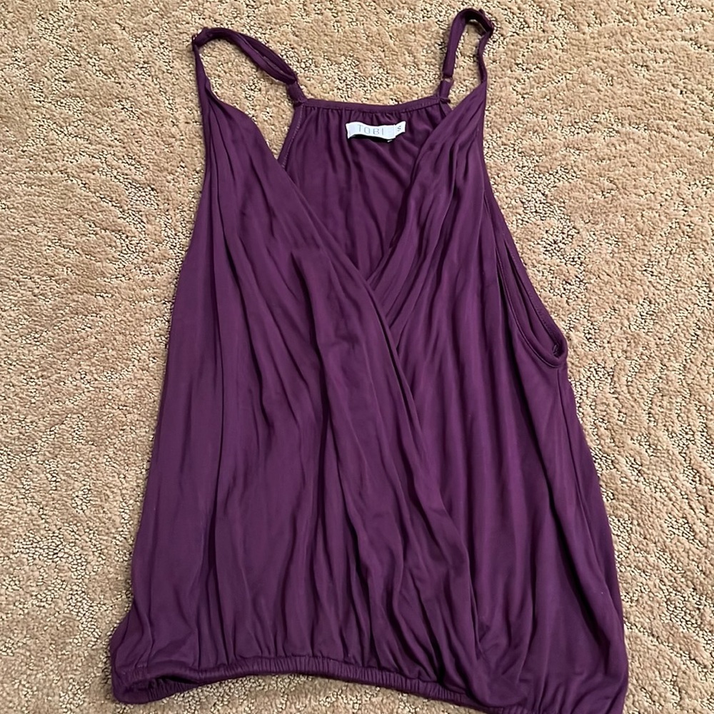 Purple Low Cut Wrap Top with Adjustable Straps Size Small